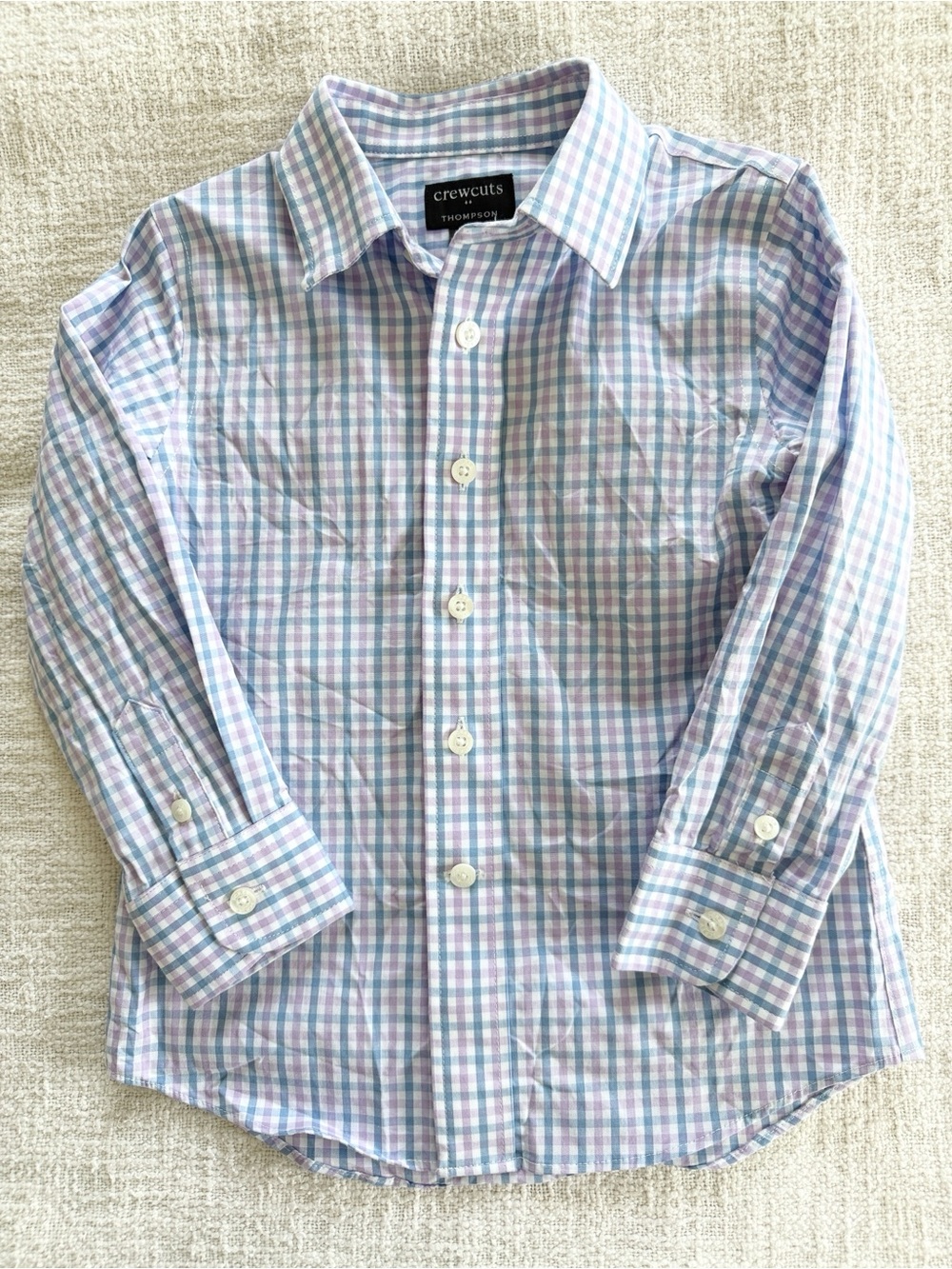 Crewcuts 2T Pastel Plaid Button-Down Shirt in Lavender and Light Blue